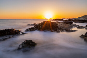 In the evening, the seaside scenery