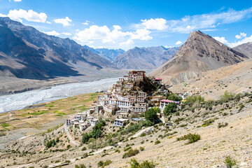 views of kee monastery in spiti valley, india