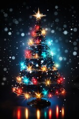Christmas tree as decoration for New Year holidays, dark background, winter season