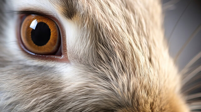 Rabbit eye close-up. Animal eye. Wild animal Captivating Close-Up