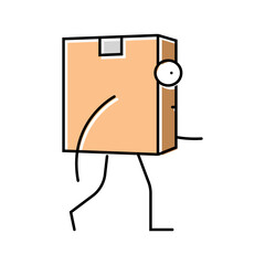 go cardboard box character color icon vector. go cardboard box character sign. isolated symbol illustration