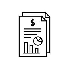 Budget Accounting Icon. financial business tax calculation chart or graph report symbol set. Banking finance profit on investment analysis vector line logo