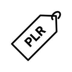 Private Label Rights Icon. PLR patent with intellectual property identification or protection law symbol set. PLR or private label rights of royalty content with copyright vector line logo