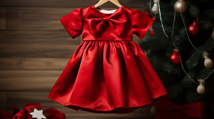 Red baby dress for christmas other party.