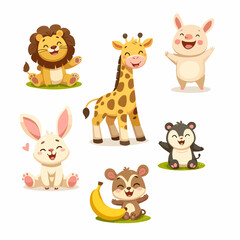 set of funny animals