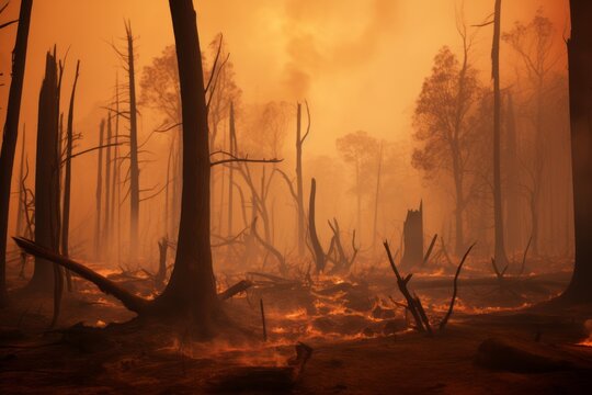 Nature's Cry: Forest Inferno Amid Global Pollution and Deforestation