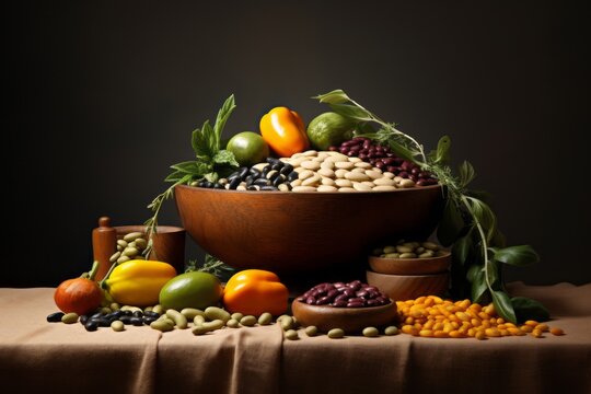 Bountiful Legumes: A Nutrient-Rich Still Life Stock Image