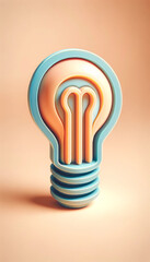 Retro Futuristic Lightbulb Concept in 3D Illustration