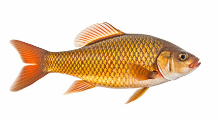 Isolated crucian carp, a kind of fish from the side. Live fish with flowing fins river generative ai - obrazy, fototapety, plakaty