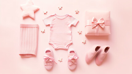 Set of baby stuff and accessories for girl