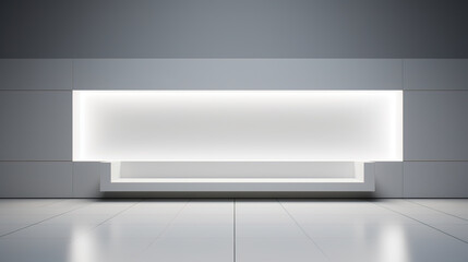 Minimalist mockup with elegant presentation, white panels, hidden lighting and shadow details
