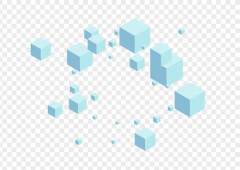 Monochrome Geometric Background Transparent Vector. Cubic Empty Texture. Grey Cube Creative Card. Flying Illustration. White Special Box.