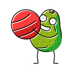 avocado fruit fitness character color icon vector. avocado fruit fitness character sign. isolated symbol illustration