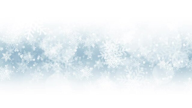 Christmas blue background with white snowflakes border. Winter loop animation. Place for text. Copy space