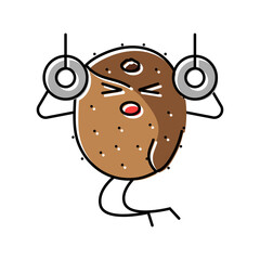 kiwi fruit fitness character color icon vector. kiwi fruit fitness character sign. isolated symbol illustration