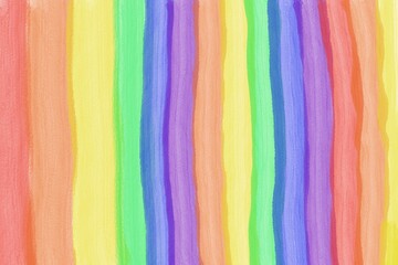Hand drawn picture of rainbow colors stripes background. Paintbrush lines. Concept, abstract art. Multi colorful colors. Painting. Illustration for decoration. 