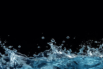 Generative AI Image of Water Splashing with Blank Space on Black Background