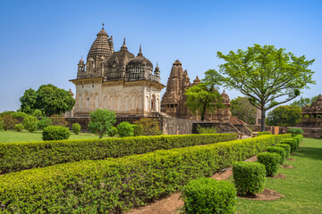 Fototapeta na wymiar The Khajuraho Group of Monuments are a group of Hindu and Jain temples in Chhatarpur district, Madhya Pradesh, India. its an a UNESCO World Heritage Site.