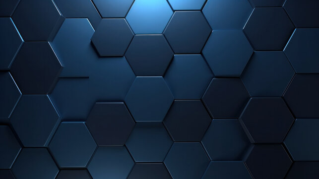 Dark blue hexagonal tiles creating a sleek, geometric background