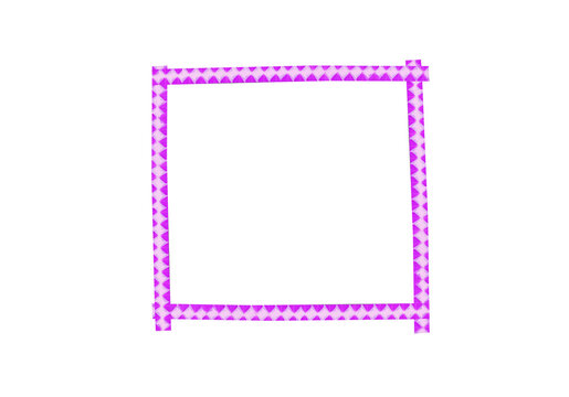 decorative pink photo frame made from reflective craft tape, on transparent background