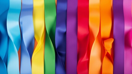 LGBT background. LGBT+ ribbons in rainbow colors. Diversity and equal rights.  - obrazy, fototapety, plakaty