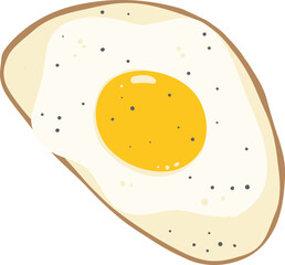 Fried sunny egg on toast sandwich illustration