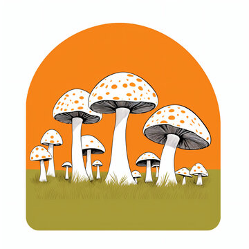 mushrooms in the grass