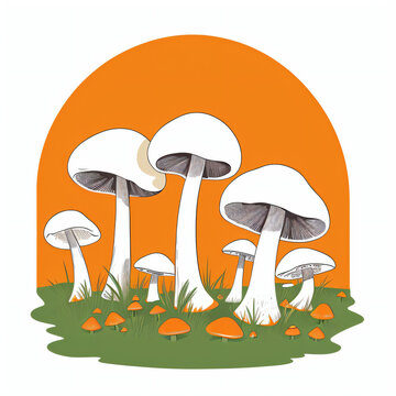 mushrooms in grass