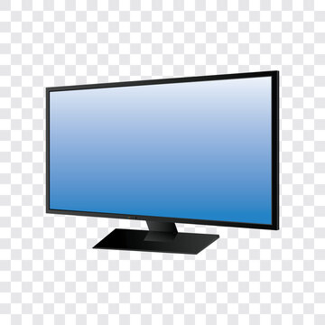 LCD Flat TV screen on PNG background. 4K  lcd or led  flat TV screen. Modern blank screen lcd, led on isolate background. Realistic TV screen.  Blank television template. Vector illustration.