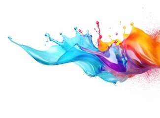 A rainbow colored water splash on a white background. - Powered by Adobe