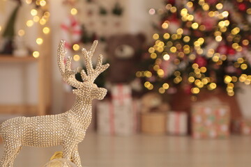 figurine of a deer on a New Year's background in Baku style
