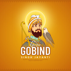 Vector illustration of guru gobind singh jayanti. Sikh festival and celebration. - obrazy, fototapety, plakaty