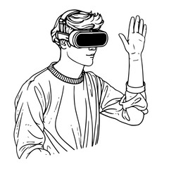 Character wearing virtual reality glasses