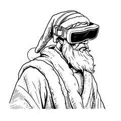 Santa Claus Using a VR Glasses