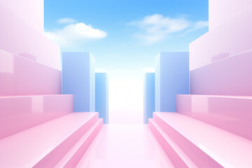 Pink and blue abstract background with a stairway to heaven