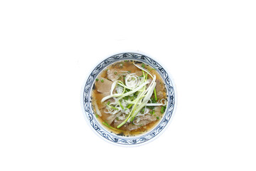 Vietnamese food with white background. Rice noodles