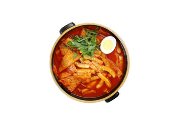 Tteokbokki that Koreans love against a white background