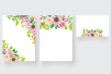 pink floral hand drawn arrangement invitation card design