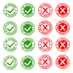 quality control stamps (green, red)