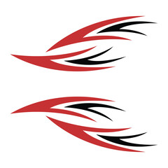 Decals for sports cars, racing cars, red and black. Stylish curvy decals. Vector template design sticker for car body