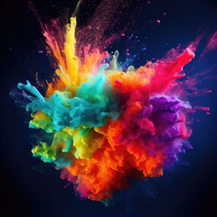 Fototapeta na wymiar A multi colored paint explosion on a black background.