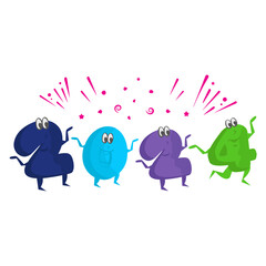 Funny Germs Smiling for 2024 shaped number concept, Twenty Twenty four vector icon design, Happy New Year 2024 Symbol, HNY Wishes Sign, New Years Eve celebration Element stock illustration