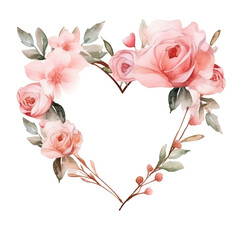Watercolor Valentine Rose Flowers Frame