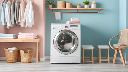 Laundry room with washing machine and dryer.