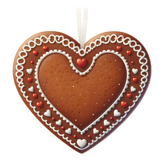 Obraz premium gingerbread heart with icing sugar and without text