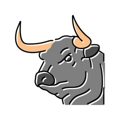 bull animal head color icon vector. bull animal head sign. isolated symbol illustration