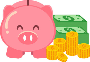 piggy bank and coins Saving Money