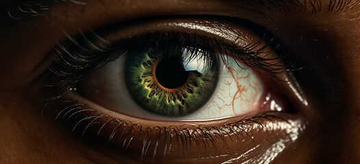 Fototapeta premium a close up of a man's eye with a green eye