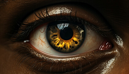 Naklejka premium a close up of a man's eye with a green eye