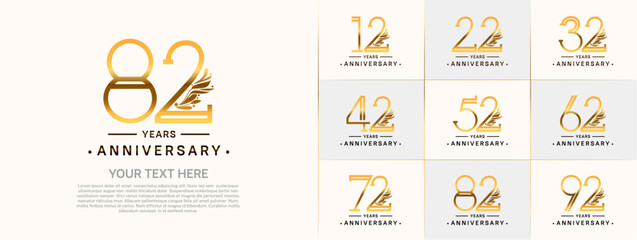 set of anniversary logotype golden and black color and ornament for special celebration event